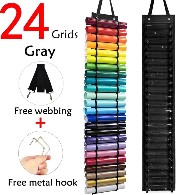Wnddle Vinyl Rollen Organizer, Vinyl-Aufbewahrungsregal mit 24 Fächern, Vinyl-Rollenhalte, Vinyl Auf
