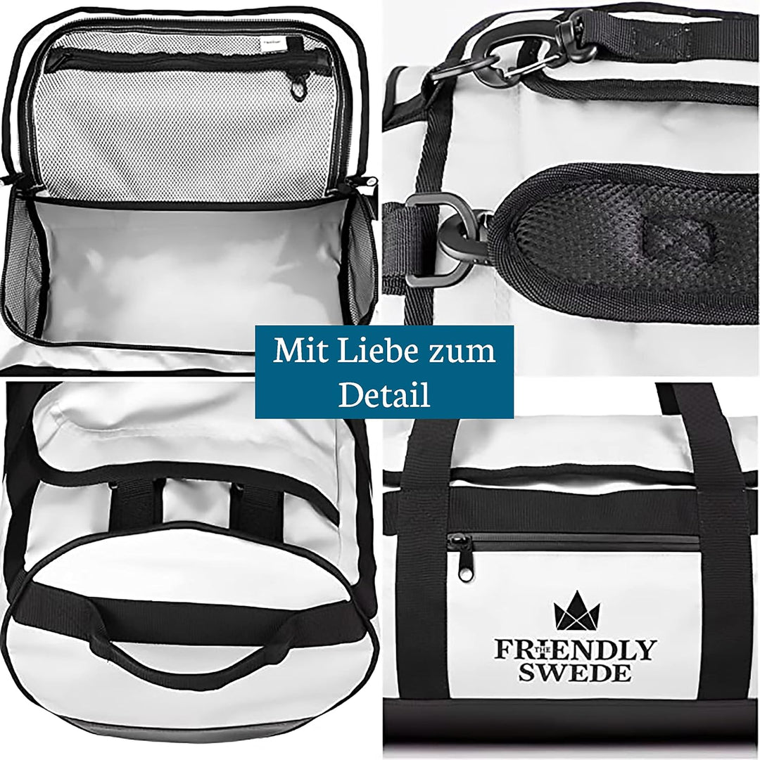 The Friendly Swede Wasserfeste Reisetasche Duffle Bag Rucksack - 60L / 90L | Sporttasche mit Rucksac