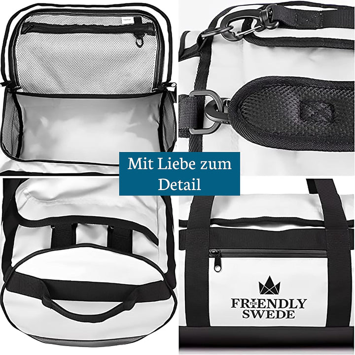 The Friendly Swede Wasserfeste Reisetasche Duffle Bag Rucksack - 60L / 90L | Sporttasche mit Rucksac