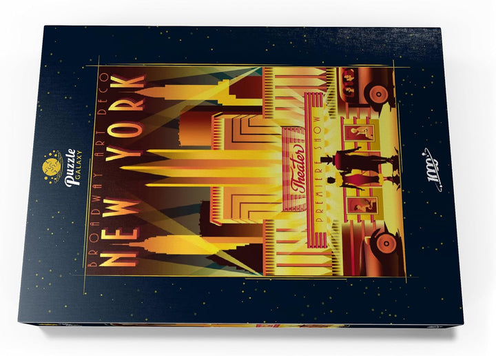 New York Night Broadway, Art Deco Style Vintage Poster, Illustration - Premium 1000 Teile Puzzle - M