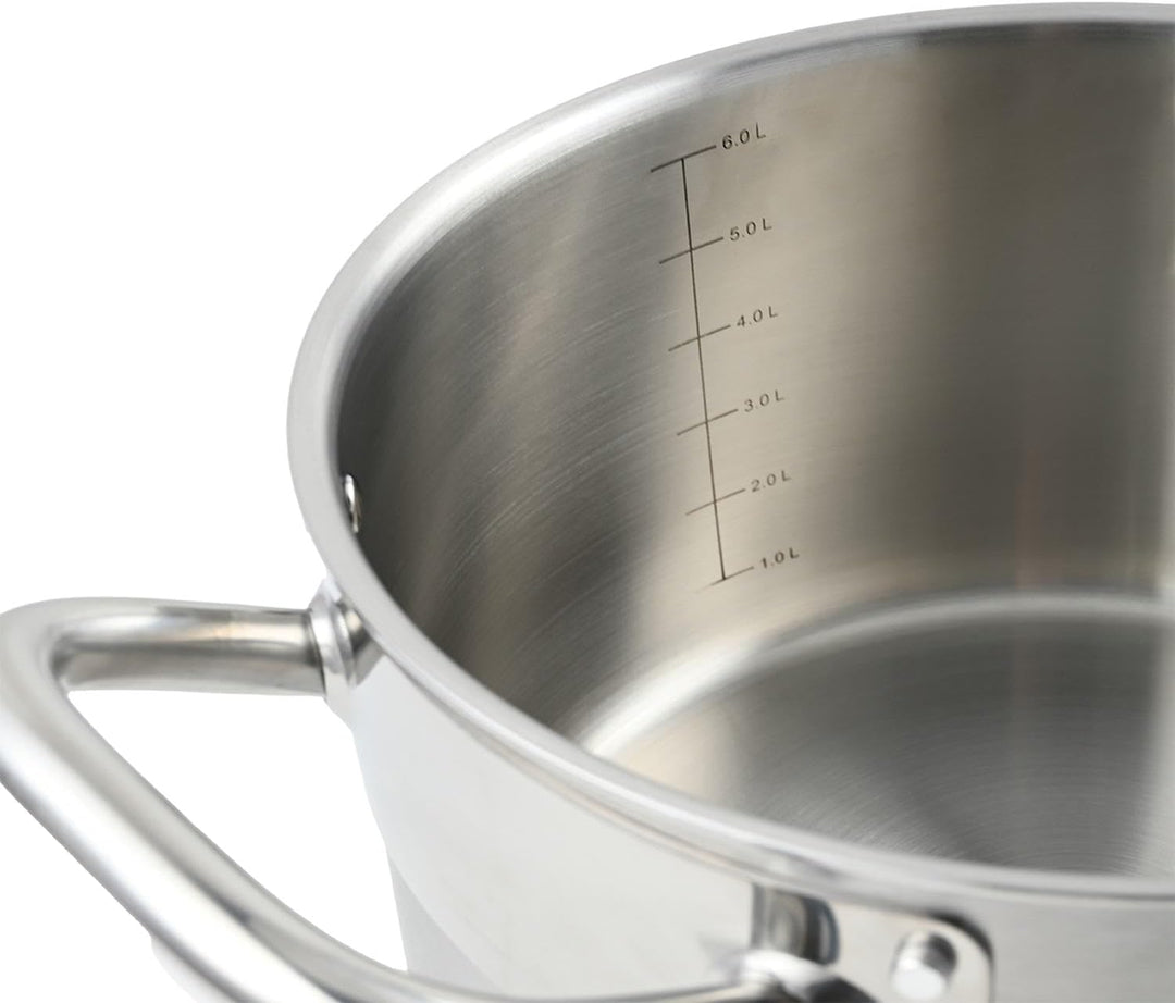 LAGUIOLE, Triplex-Suppentopf 24x15 cm Triplex-Edelstahl 304/Aluminium/430, Fassungsvermögen 6 l, kom
