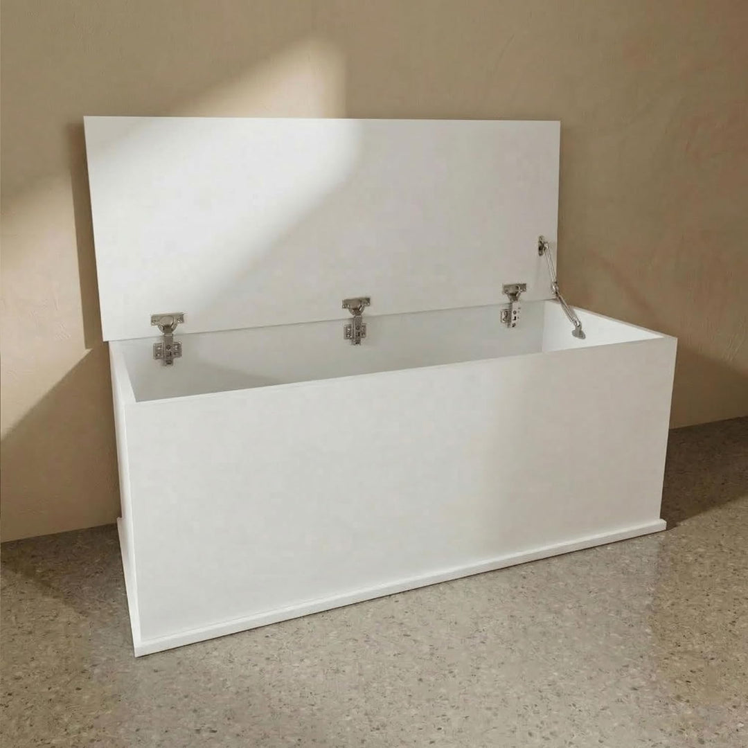 VDD Aufbewahrungsbox Holz - Spielzeugkiste - Deckenkiste - 100 cm breit - weiss