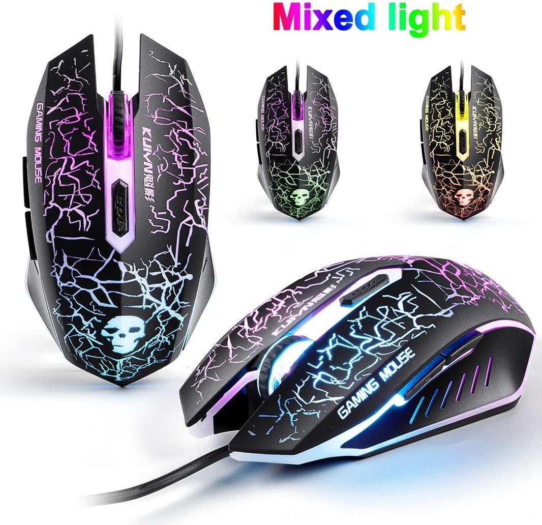 UK Layout Gaming-Tastatur und -Maus Sets Rainbow Backlit Ergonomische USB-Gaming-Tastatur 2400 DPI 6