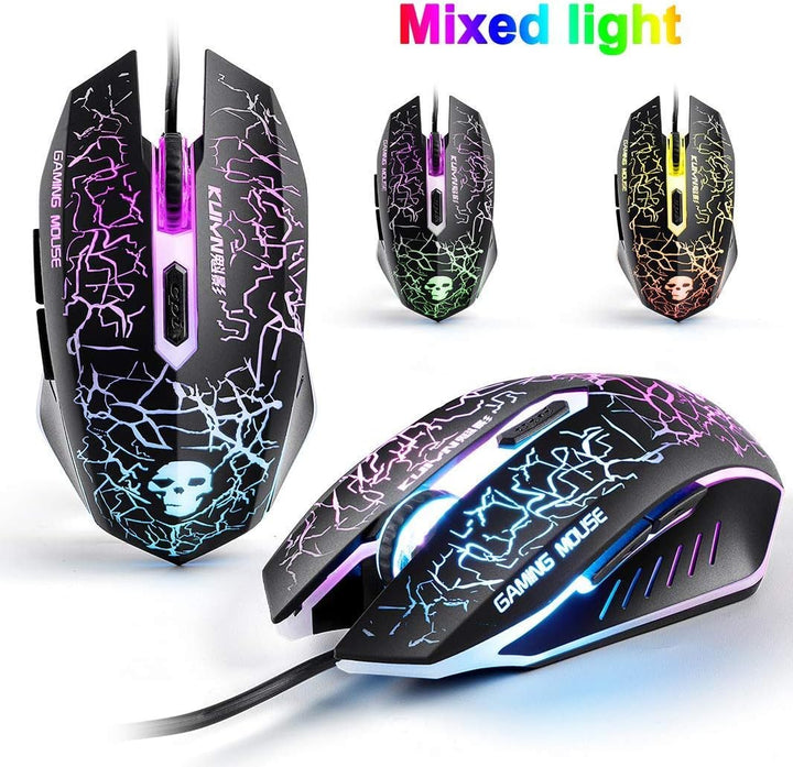 UK Layout Gaming-Tastatur und -Maus Sets Rainbow Backlit Ergonomische USB-Gaming-Tastatur 2400 DPI 6