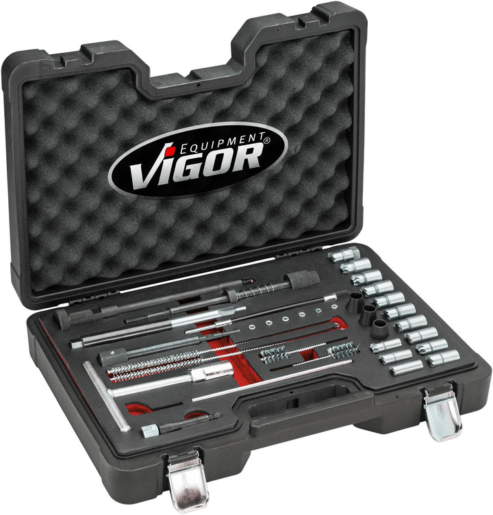 ViGOR V4941N Injektorschacht-Reinigungs-Set, für Diesel-Direkteinspritzung und Common-Rail Motoren,
