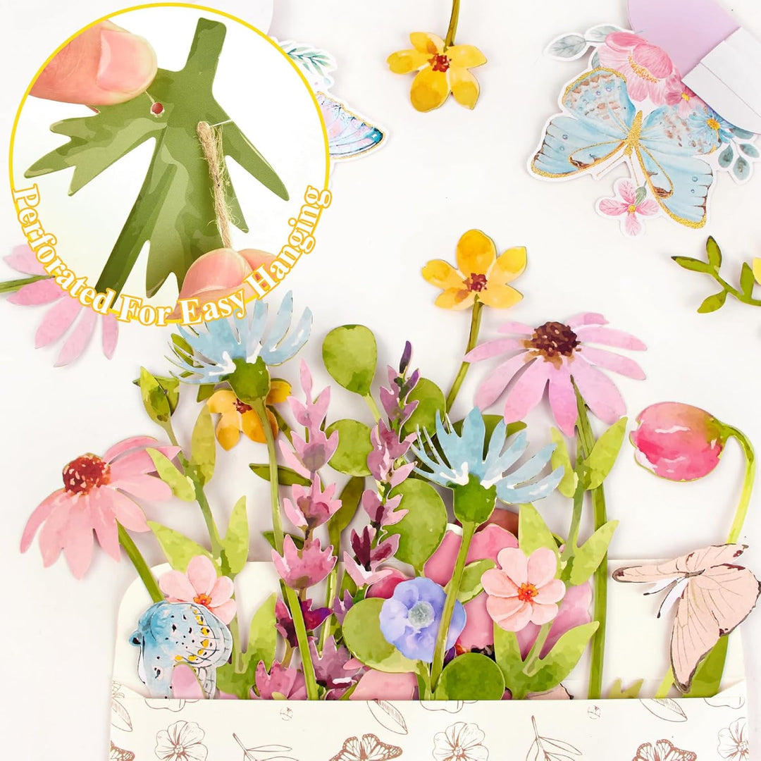 Easy Joy Blumengirlande,Papierblumen Deko,Pastell Gänseblümchen Banner mit Schmetterling,Zimmer Deko