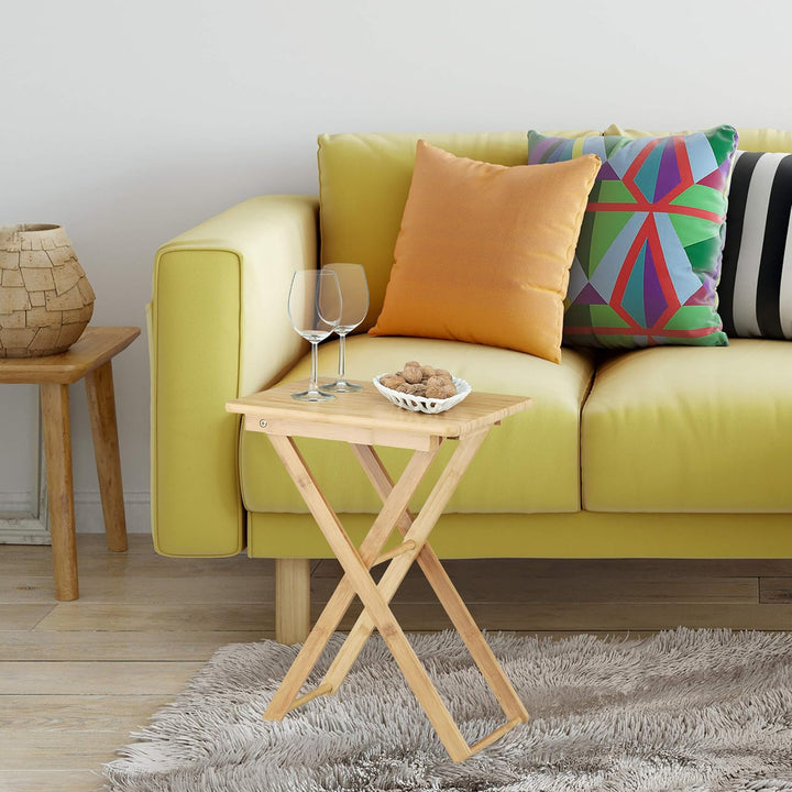 Relaxdays Beistelltisch klappbar, Bambus Holz, Klapptisch klein, rechteckig, HBT: ca. 52 x 40 x 31 c