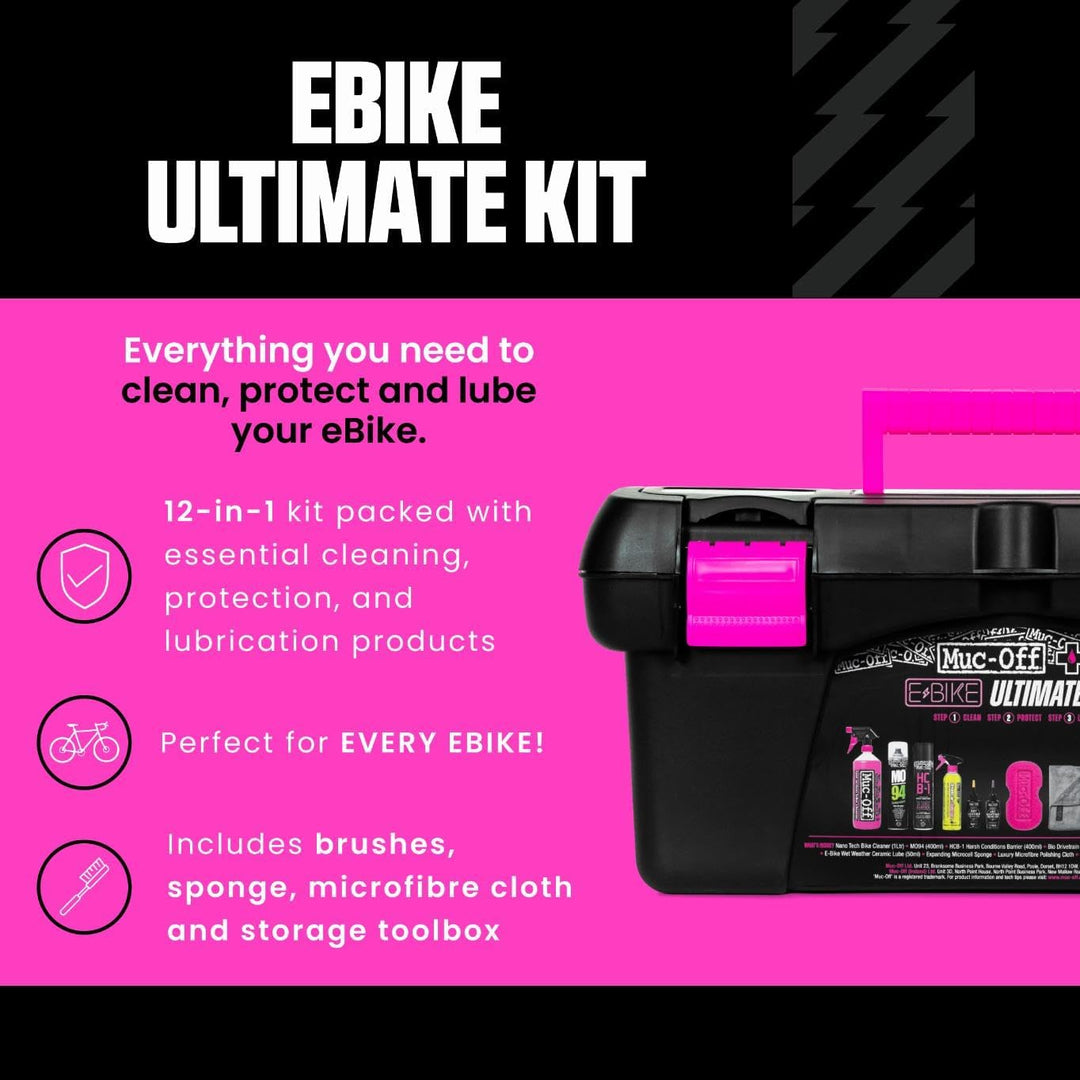 Muc-Off eBike Ultimate Kit – Must-Have-Set zum Reinigen, Schützen und Schmieren Ihres E-Bikes – inkl