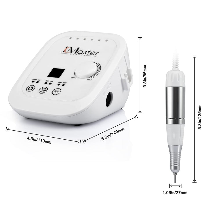 Nagelfräser JCMaster Profi, Fräser Nägel max. 35.000 U/Min, Elektrische Nagelfeile mit Fusspedal für