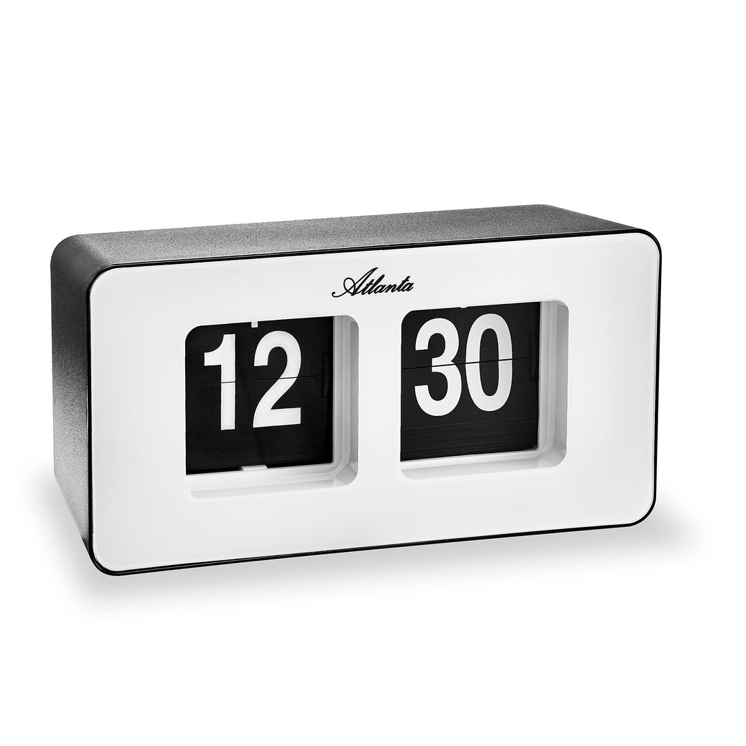 Atlanta Moderne Tischuhr Quarz mit Retro Flip Anzeige - 4464/0 Schwarz/Weiss, Schwarz/Weiß