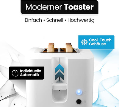 Clatronic® Toaster 2 Toastschlitze | Toaster mit Brötchenaufsatz | Toaster 2 Scheiben mit Liftfunkti