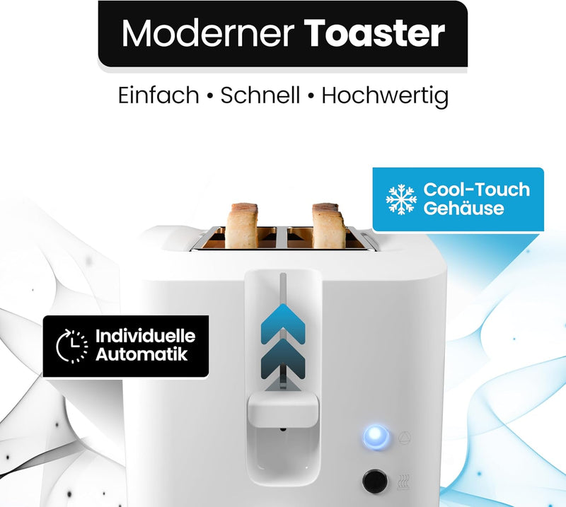 Clatronic® Toaster 2 Toastschlitze | Toaster mit Brötchenaufsatz | Toaster 2 Scheiben mit Liftfunkti