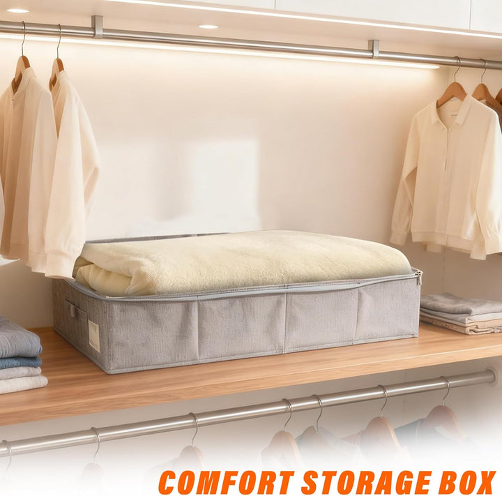 2 STK Unterbett Aufbewahrungsbox mit Deckel, 103L Faltbar Unterbettkommode mit Griff, Doppelreissver