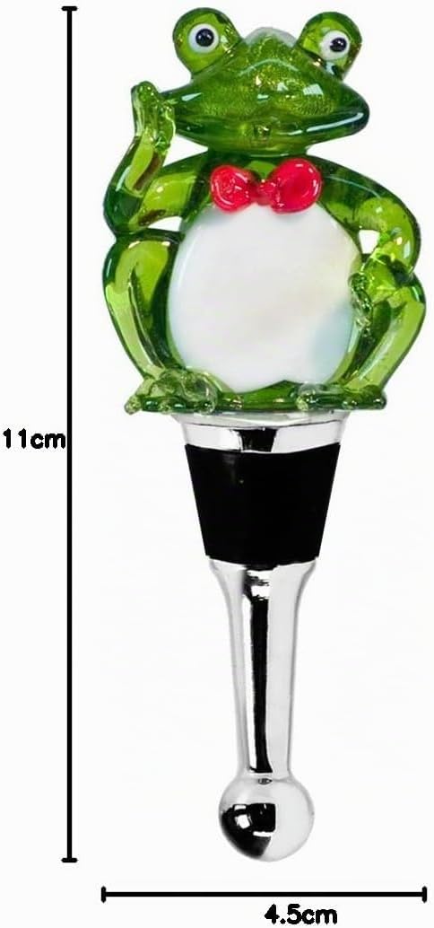 EDZARD Flaschenverschluss Frosch für Champagner, Wein und Sekt, Höhe 11 cm, Muranoglas, Handarbeit (