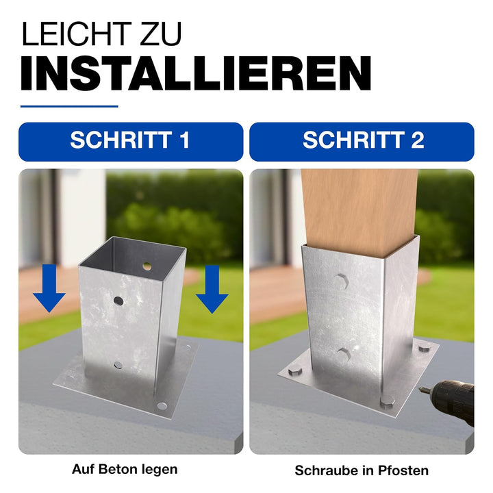 GeZu Impex Aufschraubbodenhülse 71 x 150 mm Edelstahl Pfostenhülse Aufschraubhülse Pfostenträger für