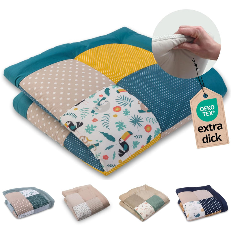 ULLENBOOM Krabbeldecke für Baby 100x100 cm, 100% OEKO-TEX Materialien, Made in EU, Dick & weich gepo