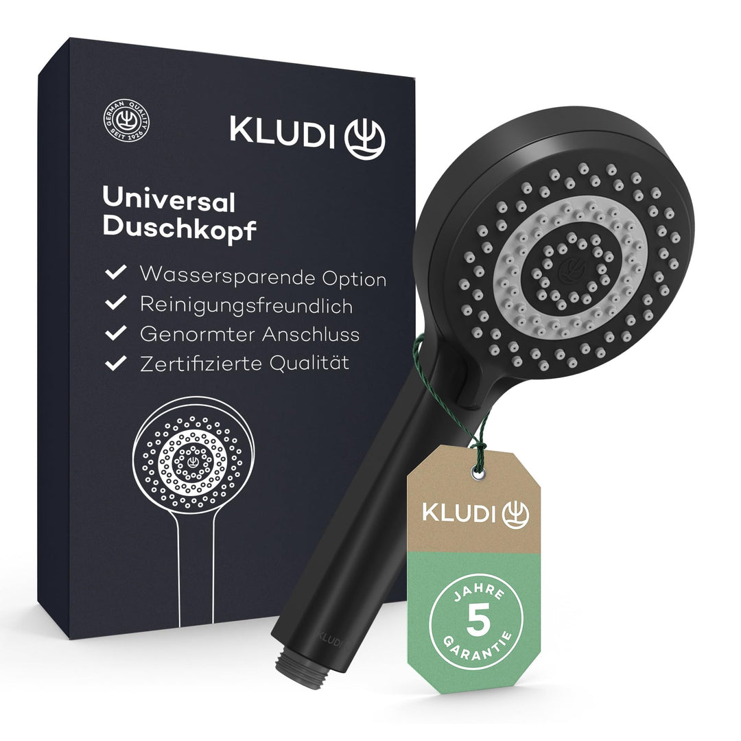 KLUDI-X1 Universal Duschkopf wassersparend als Option, Duschbrause mit 3 Strahlarten (Body, Hair, Sk