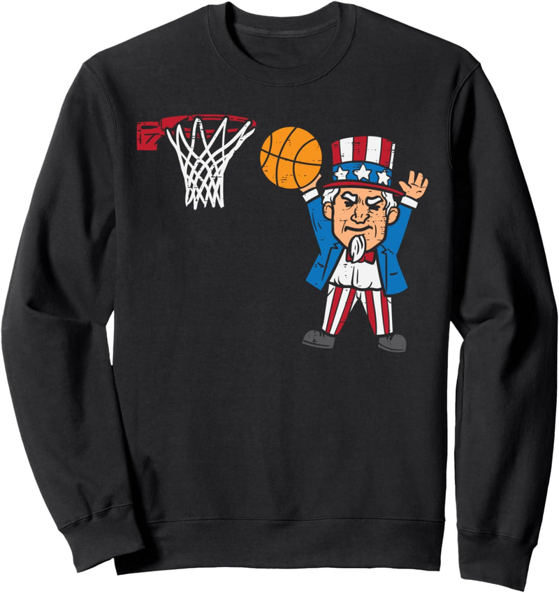 Basketball Uncle Sam Funny Sports 4th Of July Fourth Boys Sweatshirt