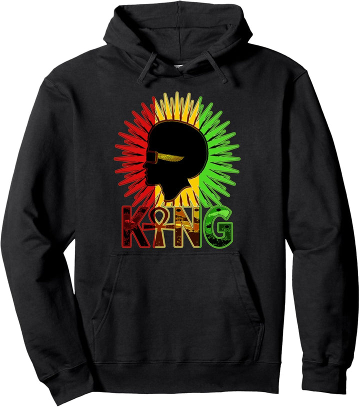 Rasta Rastafarian Reggae King With Ankh Pullover Hoodie