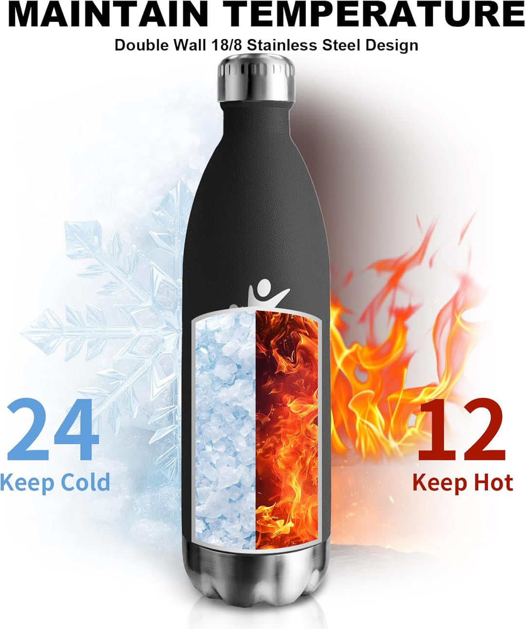 Trinkflasche Edelstahl, Trinkflasche 0 75 liter, BPA-Freie, Thermosflasche, Doppelwandige Vakuumisol