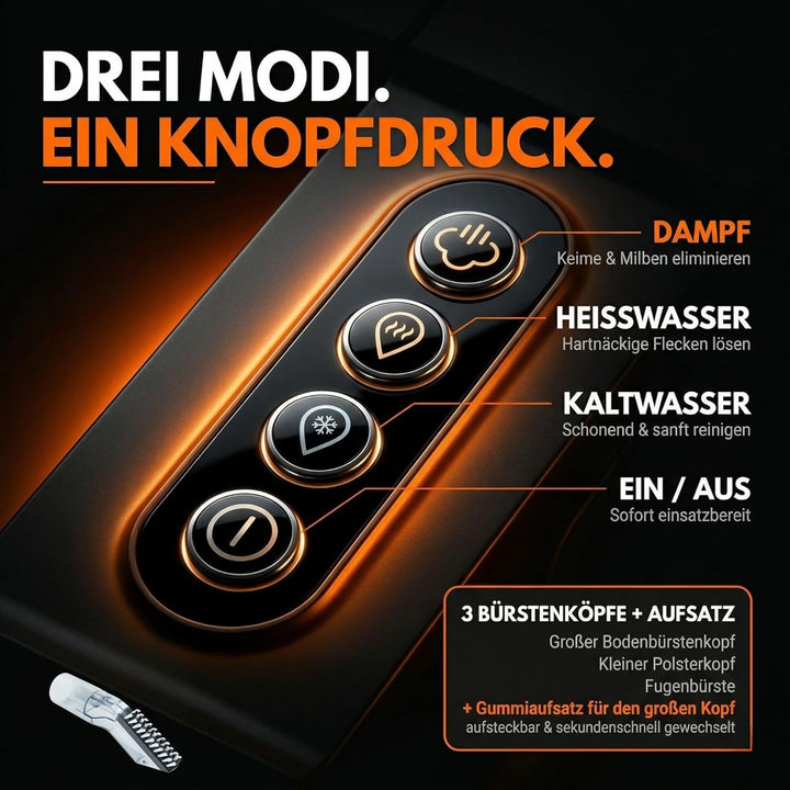 Sommertal HYDRO 9000 MAX Waschsauger | 1.000W, 28 kPa | Teppichreiniger & Polsterreiniger mit Dampfs