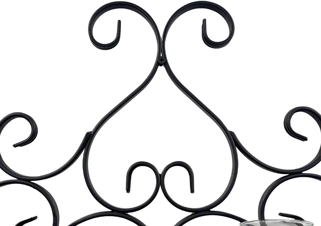 DanDiBo Wandteelichthalter Metall Schwarz Palace Wandkerzenhalter 63 cm Teelichthalter Wand Kerzenha