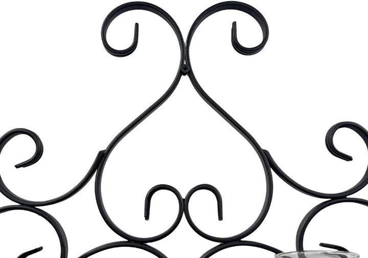 DanDiBo Wandteelichthalter Metall Schwarz Palace Wandkerzenhalter 63 cm Teelichthalter Wand Kerzenha