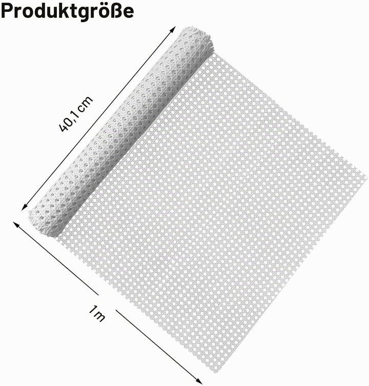 selliner Wiener Geflecht Weiss,40cm X 100cm Schimmelfest Rattan,PE Plastik Wasserdicht Rattan Geflec