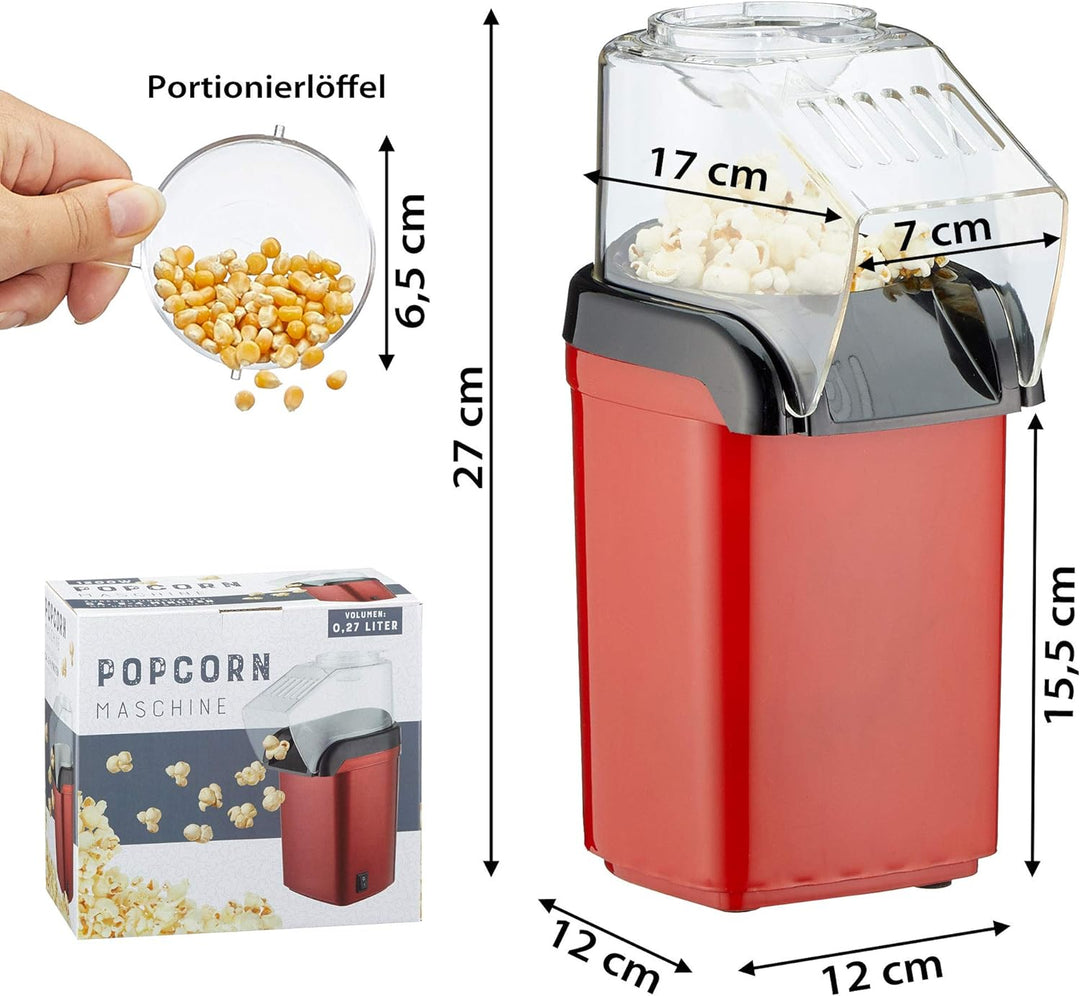 Popcornmaschine Popcorn Maker für Zuhause | leistungsstarke fettfreie schnelle Zubereitung mit Heiss