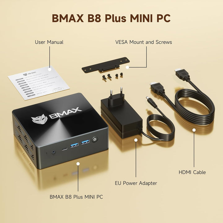 BMAX Mini PC Intel Core i5-12600H(12C/16T,bis zu 4.5GHz) 24GB LPDDR5 512GB NVMe SSD Wi11 Pro|Micro D