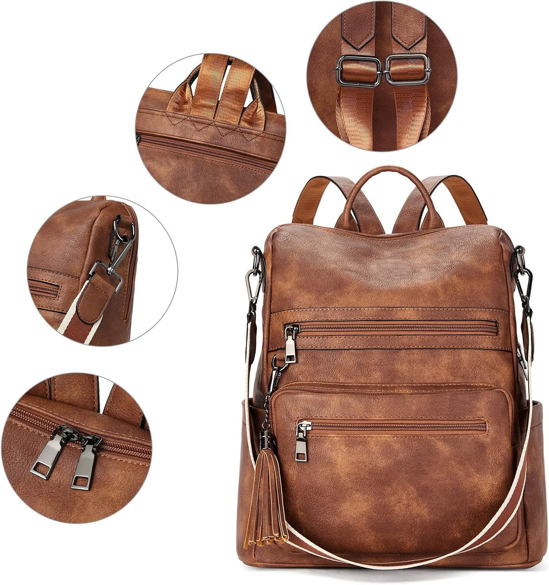 Telena Damen Rucksack Elegant Lederrucksack Freizeitrucksack Rucksack Handtasche 2 in 1 Casual 0-0-b