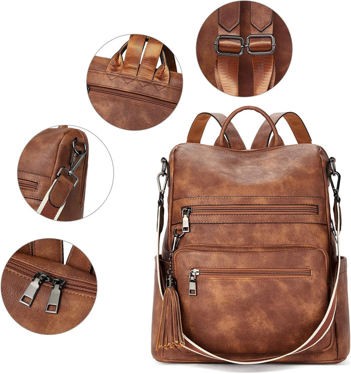 Telena Damen Rucksack Elegant Lederrucksack Freizeitrucksack Rucksack Handtasche 2 in 1 Casual 0-0-b