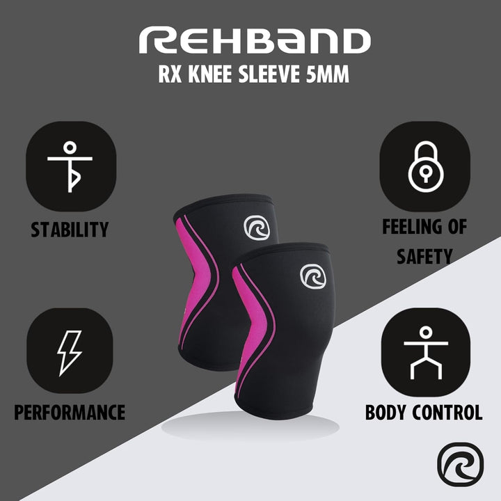 Rehband Kniebandage Kraftsport, Kniestütze für Cross Fit & schweres Training, Knee Sleeve aus 5 mm N
