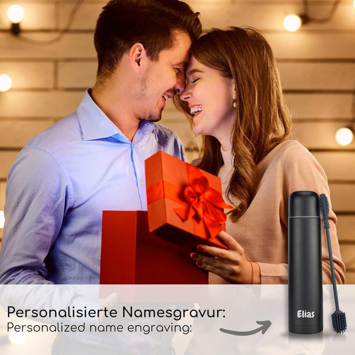 Milu Thermoskanne mit Gravur personalisiert - als Geschenk-Idee Ostern, Vatertag, Muttertag, Weihnac
