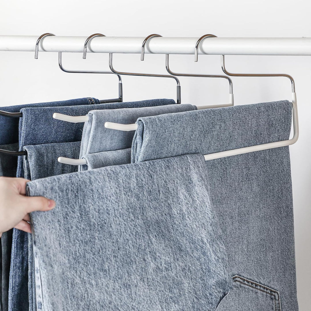 SHIMOYAMA Hosenbügel, 5 Pack, Hosen- und Kleiderbügel-Organisatoren, Doppelstabbügel mit offenen End