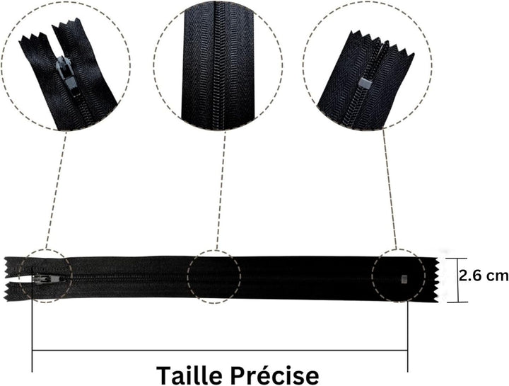 KGS Reissverschlüsse | Farbe: Schwarz | Grösse: 23 cm / 9 Zoll | 100 Stück/Packung | #3 Reissverschl