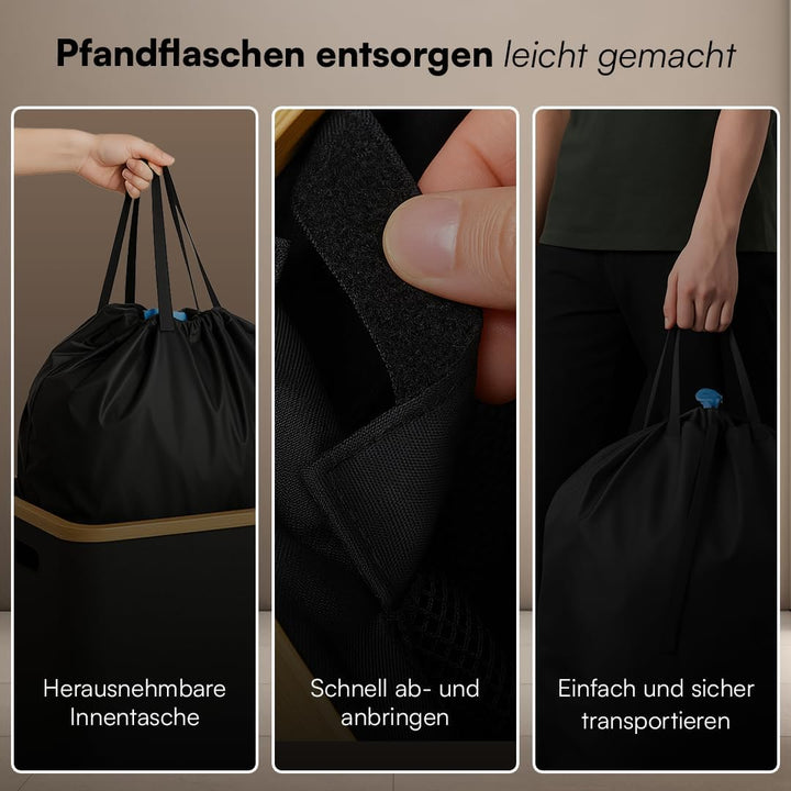 Bellamio Tolt Pfandflaschen Sammelbehälter 100L – Flaschensammler 1 Fach schwarz – Pfandsammler aus