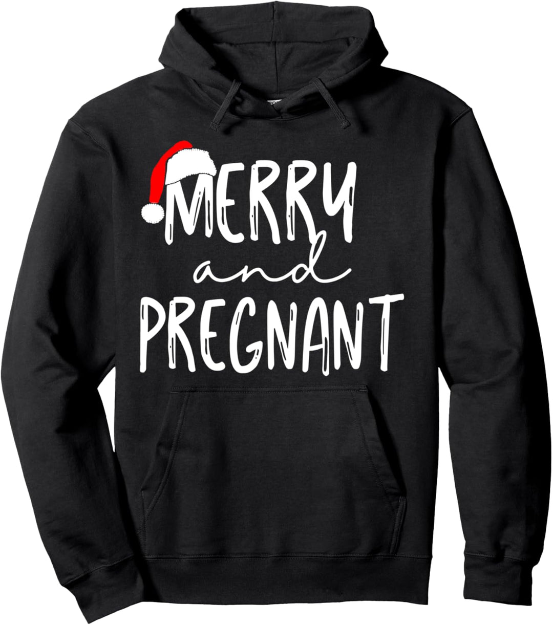 Merry and Pregnant Santa Hat Xmas Pregnancy Ankündigung Pullover Hoodie