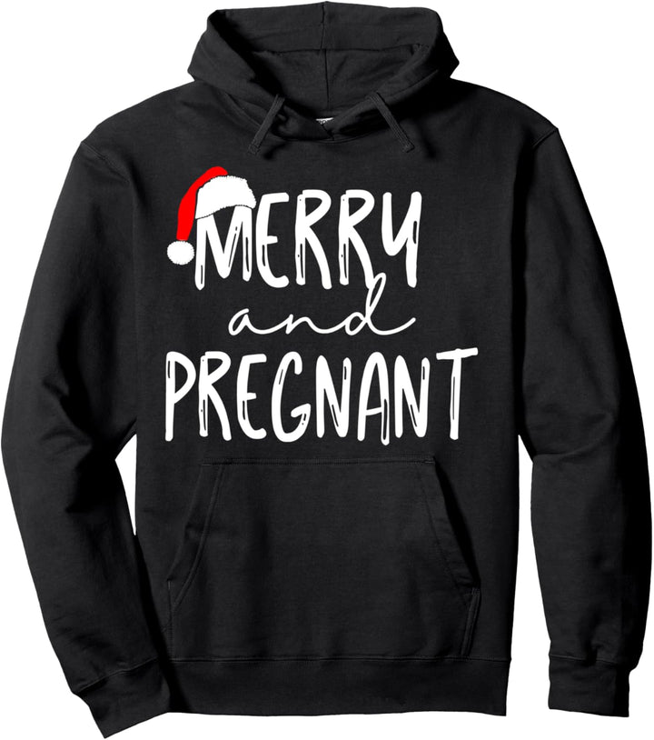 Merry and Pregnant Santa Hat Xmas Pregnancy Ankündigung Pullover Hoodie