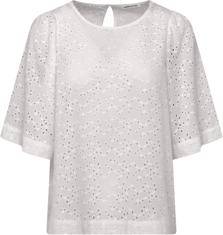 Seidensticker Damen Regular Fit Kurzarm Bluse 36 Weiss, 36 Wei&#xDF;