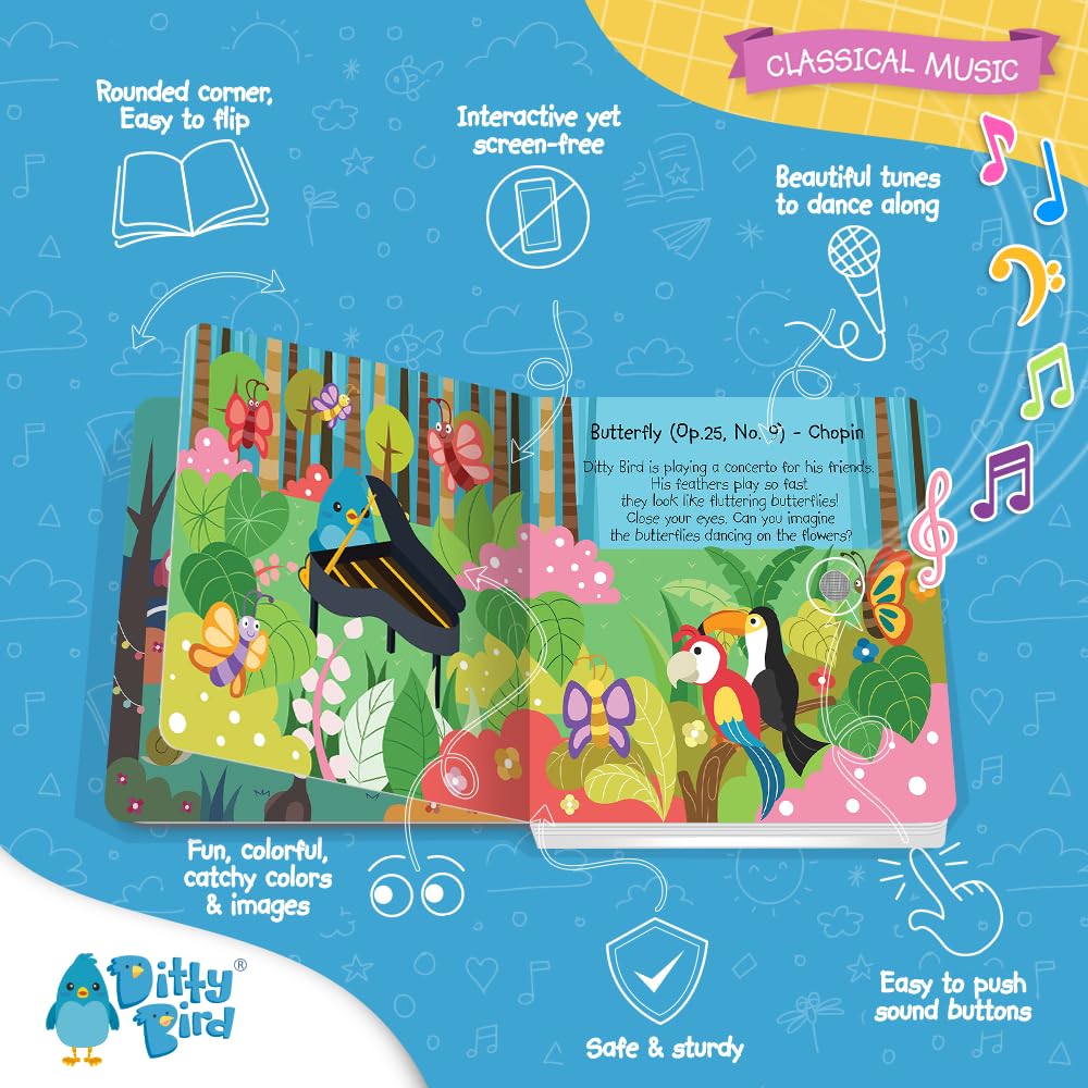 Ditty Bird | Classical Music | Interactive Sound Book for toddlers 1- 3 | Music for Baby | Musical b