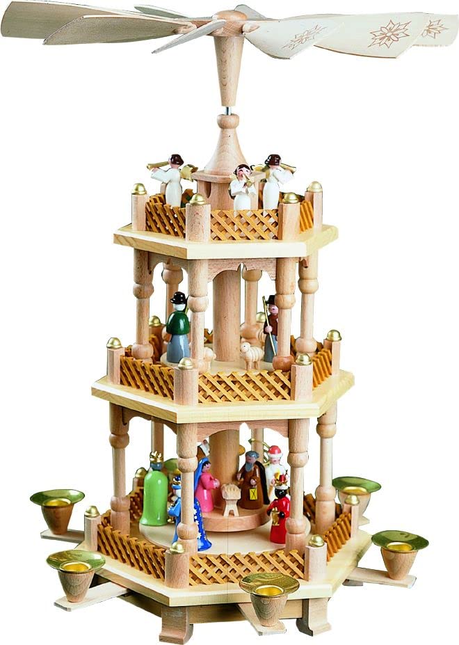 Weihnachtspyramide Tischpyramide Erzgebirge Richard Glässer Seiffen Seiffen 2-stöckig Christi Geburt