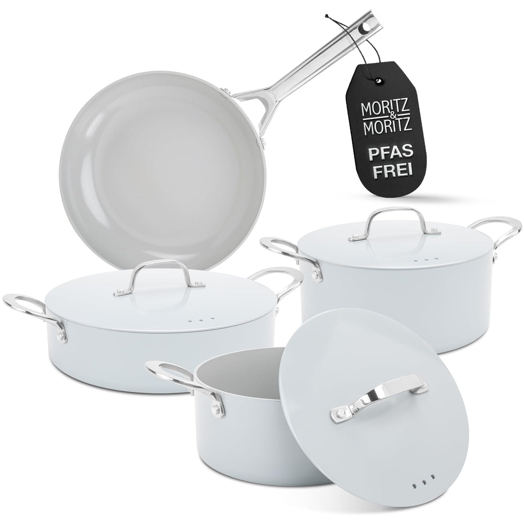 Moritz & Moritz 7-tlg. Aluminium Topf und Pfannenset Induktion mit Deckel, 2x Kochtöpfe Induktion mi