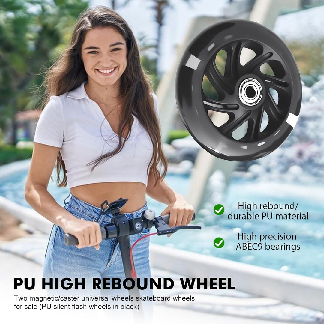 2 Stück Leuchtende Stunt Scooter Räder 100mm, Scooter Rollen LED-Lichtrollen mit ABEC-9 Lager, Hell