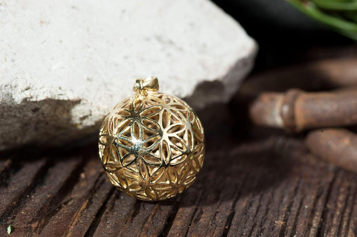 Windalf Anhänger DIE Blume des Lebens Ø 2.3 cm Zauberkugel Hochwertige Bronze