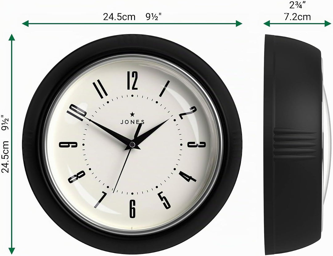 JONES CLOCKS® Ketchup-Wanduhr, Retro-Design, perfekt für die Küche, Heimbüro, Schlafzimmer 25cm (Sch