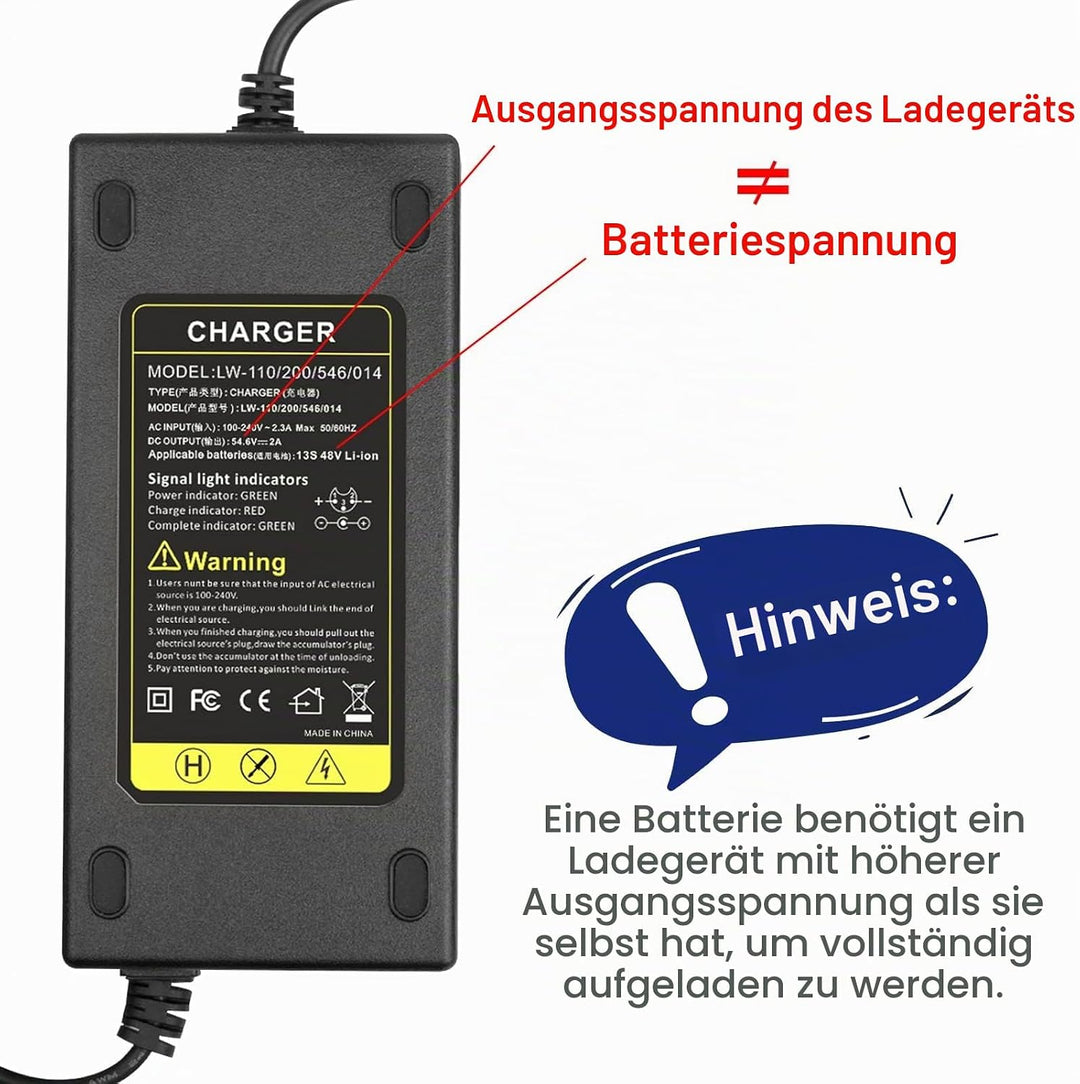 54.6V 48V 2A E-Bike Ladegerät Ladekabel für 48V Akku mit 3pin XLR Stecker für Elektroroller Elektris