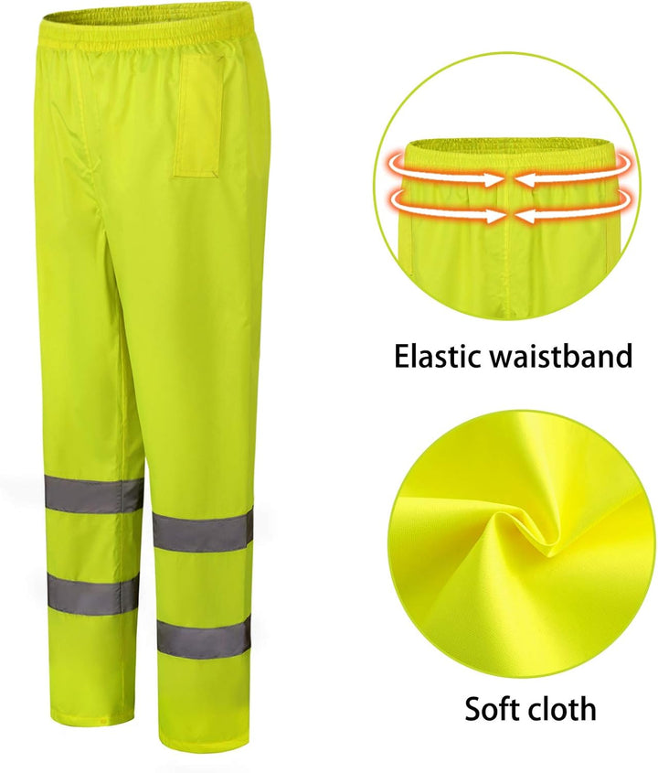 AYKRM Hi Viz 2 Band Reflective Tape Waterproof Rain Hi Vis Safety Over Trouser Work Elasticated Wais