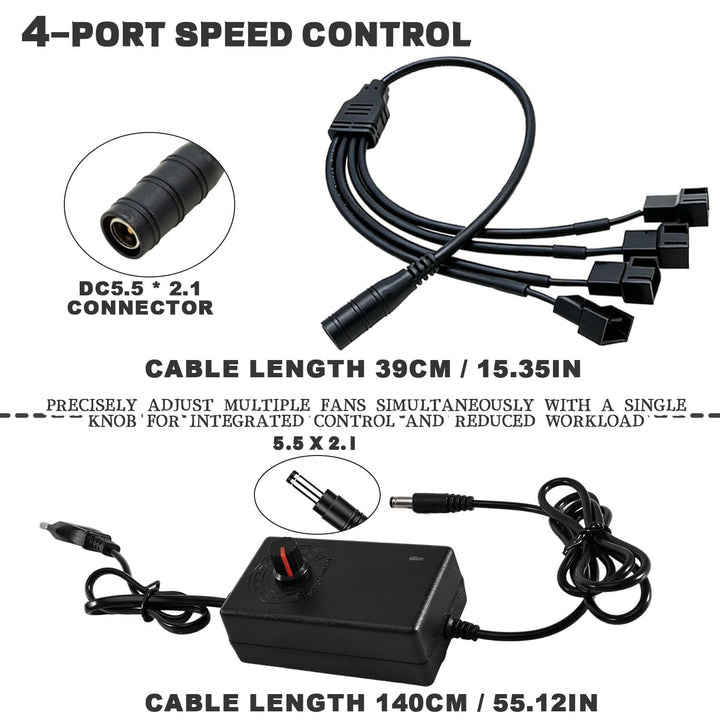 4 Pin Pwm Lüftersteuerung + 12V Netzteil, Pwm Regler Fan Speed Control Module, 100–240 V AC zu 3–12