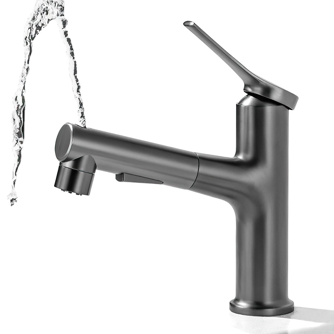 Wasserhahn Bad Ausziehbar, Ausziehbare Waschtischbatterie mit 2 Sprühmodi heiss und kalt Zweifach-Re